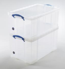 Raja Stapelbare Aufbewahrungsbox, transparent, Inhalt 84 l, Stülpdeckel