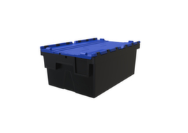 Euronorm-Stapelbehälter Helios für Automatisierungssysteme, schwarz/blau, Inhalt 40 l, Krokodildeckel