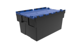 Euronorm-Stapelbehälter Helios für Automatisierungssysteme, schwarz/blau, Inhalt 52 l, Krokodildeckel