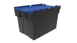 Euronorm-Stapelbehälter Helios für Automatisierungssysteme, schwarz/blau, Inhalt 63 l, Krokodildeckel