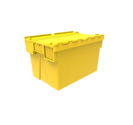 Euronorm-Stapelbehälter Helios für Automatisierungssysteme, gelb, Inhalt 63 l, Krokodildeckel