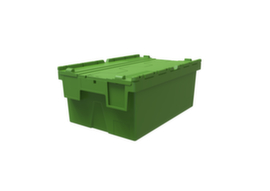 Euronorm-Stapelbehälter Helios für Automatisierungssysteme, grün, Inhalt 40 l, Krokodildeckel