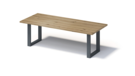 Bisley Konferenztisch Fortis mit Eiche-Massivholzplatte, Breite x Tiefe 2400 x 1000 mm, Platte natur