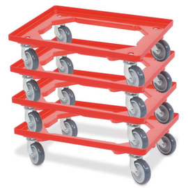Kastenroller-Set mit offenem Winkelrahmen, Traglast 250 kg, rot