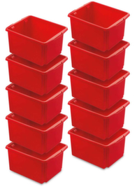 10-teiliges Drehstapelbehälter-Set, rot, Inhalt 32 l