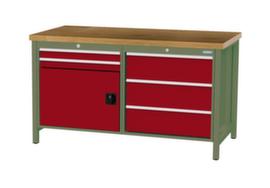 Bedrunka + Hirth Werkbank mit Buche-Massivholzplatte Gestell in vielen Farben, 5 Schubladen, 1 Schrank