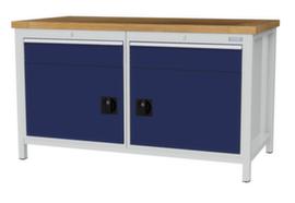 Bedrunka + Hirth Werkbank mit Buche-Massivholzplatte Gestell in vielen Farben, 2 Schubladen, 2 Schränke