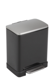 Edelstahl-Tretabfallbehälter EKO E-Cube mit extra breitem Tretpedal, 12 l, mattschwarz