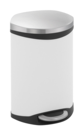 Muschelförmiger Edelstahl-Tretabfallbehälter EKO Shell, 10 l, weiß