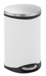 Muschelförmiger Edelstahl-Tretabfallbehälter EKO Shell, 18 l, weiß