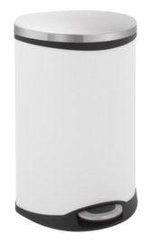 Muschelförmiger Edelstahl-Tretabfallbehälter EKO Shell, 50 l, weiß