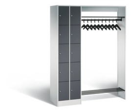 C+P Schließfach-Garderobe Classic mit 10 Fächern + Hutablage + Schuhrost, Breite 1410 mm