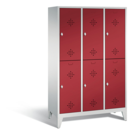 C+P Doppelstöckiger Garderobenschrank Classic mit 3x2 Abteilen mit Lüftungsrosetten, Abteilbreite 400 mm