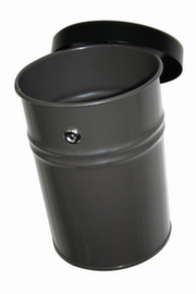 Selbstlöschender Abfallbehälter FIRE EX zur Wandbefestigung, 16 l, graphit, Kopfteil schwarz
