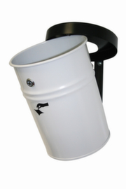 Selbstlöschender Abfallbehälter FIRE EX zur Wandbefestigung, 24 l, weiß, Kopfteil schwarz