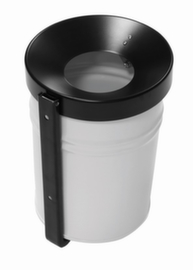 Selbstlöschender Abfallbehälter FIRE EX zur Wandbefestigung, 24 l, lichtgrau, Kopfteil schwarz