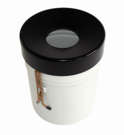Selbstlöschender Abfallbehälter FIRE EX zur Wandbefestigung, 30 l, weiß, Kopfteil schwarz