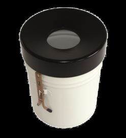 Selbstlöschender Abfallbehälter FIRE EX zur Wandbefestigung, 60 l, weiß, Kopfteil schwarz