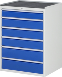 RAU Schubladenschrank Serie 7000, 6 Schublade(n), RAL7035 Lichtgrau/RAL5010 Enzianblau