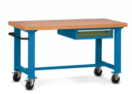 Mobile Werkbank mit 2 Lenk-/2 Bockrollen, 1 Schublade