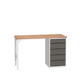 bott Werkbank verso, 5 Schubladen, RAL7035 Lichtgrau/RAL7016 Anthrazitgrau