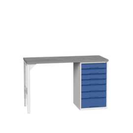 bott Werkbank verso, 7 Schubladen, RAL7035 Lichtgrau/RAL5010 Enzianblau