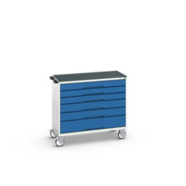 bott Werkzeugwagen verso, 6 Schubladen, RAL7035 Lichtgrau/RAL5010 Enzianblau