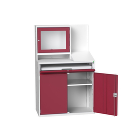 bott Computerschrank verso mit Monitorfach, RAL7035 Lichtgrau/RAL3004 Purpurrot