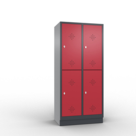 C+P Doppelstöckiger Garderobenschrank Classic 2x2 Abteilen mit Lüftungsrosetten, Abteilbreite 400 mm