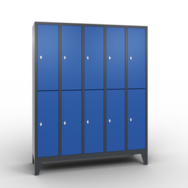 C+P Doppelstöckiger Garderobenschrank Classic mit 5x2 Abteilen und glatten Türen, Abteilbreite 300 mm