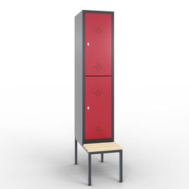 C+P Doppelstöckiger Umkleideschrank Classic mit Sitzbank + 1x2 Abteile, Abteilbreite 400 mm