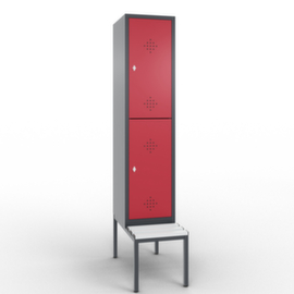 C+P Doppelstöckiger Umkleideschrank Classic mit Sitzbank + 1x2 Abteile, Abteilbreite 400 mm