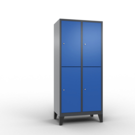 C+P Doppelstöckiger Garderobenschrank Classic mit 2x2 Abteilen Türen glatt, Abteilbreite 400 mm