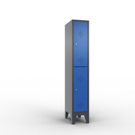 C+P Doppelstöckiger Garderobenschrank Classic mit 1x2 Abteilen mit Lüftungsrosetten, Abteilbreite 300 mm