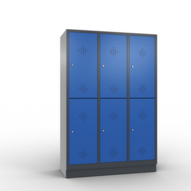 C+P Doppelstöckiger Garderobenschrank Classic mit 3x2 Abteilen mit Lüftungsrosetten, Abteilbreite 400 mm