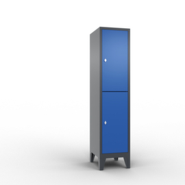 C+P Doppelstöckiger Garderobenschrank Classic mit 1x2 Abteilen und glatten Türen, Abteilbreite 400 mm