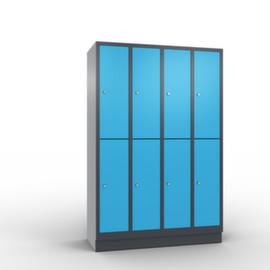 C+P Doppelstöckiger Garderobenschrank Classic mit 4x2 Abteilen Türen glatt, Abteilbreite 300 mm