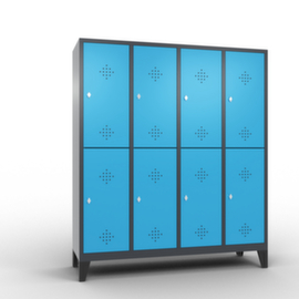 C+P Doppelstöckiger Garderobenschrank Classic mit 4x2 Abteilen mit Lüftungsrosetten, Abteilbreite 400 mm