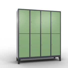 C+P Doppelstöckiger Garderobenschrank Classic mit 4x2 Abteilen Türen glatt, Abteilbreite 400 mm