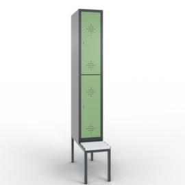 C+P Doppelstöckiger Umkleideschrank Classic mit Sitzbank + 1x2 Abteile, Abteilbreite 300 mm