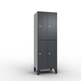 C+P Doppelstöckiger Garderobenschrank Classic mit 2x2 Abteilen Türen glatt, Abteilbreite 300 mm