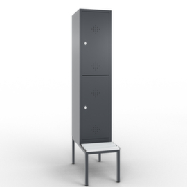 C+P Doppelstöckiger Umkleideschrank Classic mit Sitzbank + 1x2 Abteile, Abteilbreite 400 mm