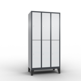 C+P Doppelstöckiger Garderobenschrank Classic mit 3x2 Abteilen Türen glatt, Abteilbreite 300 mm