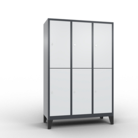 C+P Doppelstöckiger Garderobenschrank Classic mit 3x2 Abteilen Türen glatt, Abteilbreite 400 mm