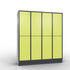 C+P Doppelstöckiger Garderobenschrank Classic mit 4x2 Abteilen Türen glatt, Abteilbreite 400 mm