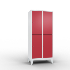 C+P Doppelstöckiger Garderobenschrank Classic mit 2x2 Abteilen Türen glatt, Abteilbreite 400 mm