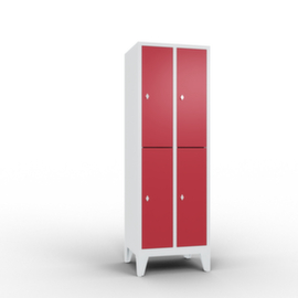 C+P Doppelstöckiger Garderobenschrank Classic mit 2x2 Abteilen Türen glatt, Abteilbreite 300 mm