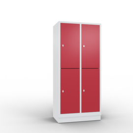 C+P Doppelstöckiger Garderobenschrank Classic mit 2x2 Abteilen Türen glatt, Abteilbreite 400 mm