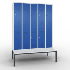C+P Doppelstöckiger Umkleideschrank Classic mit Sitzbank + 5x2 Abteile, Abteilbreite 300 mm