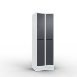 C+P Doppelstöckiger Garderobenschrank Classic mit 2x2 Abteilen Türen glatt, Abteilbreite 300 mm